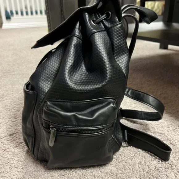 Topshop Bags Black Faux Leather Topshop Backpack Poshmark